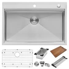 Maybe you would like to learn more about one of these? 33 X 22 Inch Workstation Ledge Drop In Tight Radius 16 Gauge Stainless Steel Kitchen Sink Single Bowl Ruvati Usa