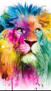 Lion Artwork Peinture De Lion Animaux Abstraits Peinture Multicolore