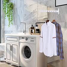 Wall mount expandable clothes drying rack white. Buy Wall Mount Clothes Hanger Laundry Hanger Dryer Rack White Retractable Clothes Rack Wall Hangers For Clothes Closet Wall Mounted Clothes Hanger 2 Pack Online In Germany B0825gtgcg