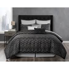 Berkeley Black Textured Chevron 4 Piece Comforter Set Latest Bedding