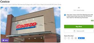 20% off $75 + free shipping. Expired Groupon Buy 1 Year Costco Membership For 60 Get 40 Costco Shop Card 40 Off 250 Online Coupon Free Gc Galore