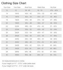 Jessica Clothing Size Chart