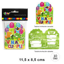 Tarjeta de invitación Dinosaurios – Fiesta en Valdivia