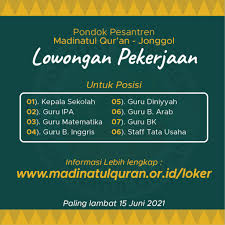 Ini adalah brand toko modern kelolaan pt duta intiguna yasa dalam rangka pemenuhan kebutuhan sdm di perusahaan khususnya area cianjur. Lowongan Kerja Madinatul Qur An 15 Juni 2021 Madinatul Qur An Jonggol