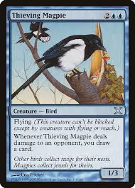 Magpie jewellery specializes in diamond & gold jewellery, engagement rings, canadian diamonds, salt & pepper diamonds, rustic diamonds, precious gemstones and gold. Thieving Magpie 10ed 115 Magic The Gathering Card