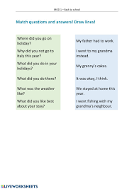 I went to the supermarket. Holiday Dialogue Worksheet