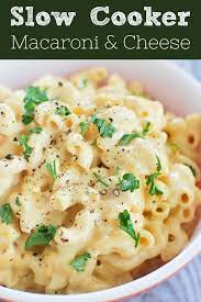 Slow Cooker Three Cheese Macaroni And Cheese Recipe Recipes Cooking Recipes Cold Weather Comfort Food