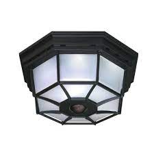 This motion sensor led ceiling light mounts easily and without wiring. Heath Zenith 360 4 Light Black Motion Activated Octagonal Ceiling Light Hz 4300 Bk The Home Depot