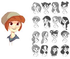 Different Hair Styles Cartoon Character Design Concept Art Characters Illustration Character Design