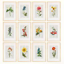 Flowers Dictionary Art Print Set Botanical Print Set Pressed Etsy In 2021 Flower Wall Art Pressed Flower Art Botanical Wall Decor