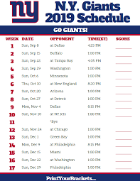 Printable New York Giants Schedule 2019 Season Ny Giants Football New York Giants Schedule New York Giants Football