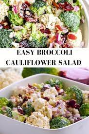 Easy Broccoli Cauliflower Salad Video Recipe Video Side Salad Recipes Broccoli Cauliflower Salad Broccoli Cauliflower Salad Recipes