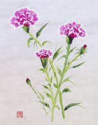 Original Chinese Watercolor Carnation Incarnation Etsy In 2021 Acrylic Painting Flowers Flower Drawing Watercolor Flowers Paintings