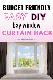 Easy Diy Budget Friendly Bay Window Curtain Hanging Hack The Confused Millennial Diy Bay Window Curtains Bay Window Curtains