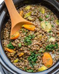 Cook a big batch of this filling spiced lentil and squash soup and freeze the leftovers for a speedy supper another day. The Best Vegan Lentil Soup Slow Cooker Easy Healthy Fitness Meals