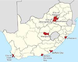 List of cities in asia. Map Of South Africa Showing The 8 Metropolitan Municipalities Download Scientific Diagram