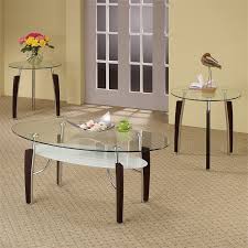 Glass cotaco 2 piece coffee table set. Coaster Leskow 3 Piece Glass Top Coffee Table Set In Cappuccino 701558