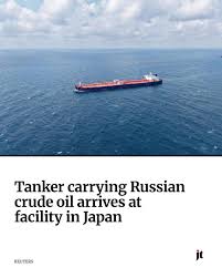 A tanker loaded with Russian crude oil docked at a pier connected to Taiyo  Oil's refinery in western Japan.