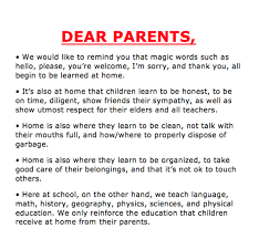 Dear Parents Manners For Kids Dear Parents Parents As Teachers