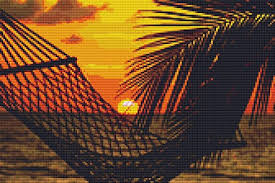This desert sunset cross stitch pdf pattern is part of a line made inspired by a staycation a while back. Hammock At Sunset Cross Stitch Pattern Not A Kit Stitching Tips Fabric Planning Guide Included Buy Online In Dominica At Dominica Desertcart Com Productid 45438010