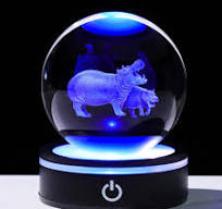 Amazon.com: YWHL 3D Hippo Crystal Ball Figurine with LED ...
