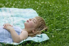 Ragazza Che Dorme Su Una Coperta Da Picnic Nel Prato Mentire Rilassamento Stock Photo 181851682