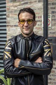 London Gold Leather Jacket Black Gold Uk Flag Leather Jacket Black Leather Jacket Men Leather Jacket