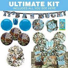 Light Blue Camo Party Decorations Ideas And Supplies Wholesalepartysupplies Com Baby Shower Camo Camo Baby Shower Decorations Blue Camo Baby Shower