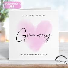 Granny Mothers Day Card -love Pink Heart Special Granny ANY WORDING