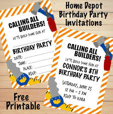Home Depot Birthday Party Birthday Party Invitations Printable Home Depot Party Construction Birthday Parties