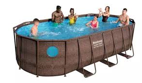 56714 Bestway 4 27x2 5x1m Power Steel Oval Swim Vista Frame Pool 14 X8 2 X39 5 Rattan Pool Wz See Through Water Tight Windows P In 2020 Bestway Pool Accessories Vista