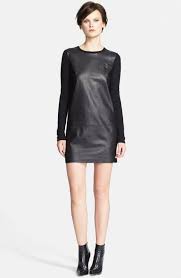 Vince Leather Panel Dress Clothing Mixed Media Dress Panel Dress Fashion