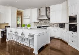 Large marble subway kitchen backsplash with herringbone style. Countertops For White Cabinets Best Options For 2021 Marble Com