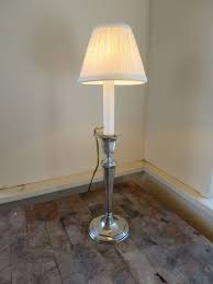 Vintage Candlestick Lamp Silver Plate Candlestick W Lamp Insert Pleated White Fabric Clip On Shade Night Mood 15 Wa Candlestick Lamps Lamp Silver Candlesticks