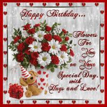 Beautiful animated card for your baby. Birthday Flowers Gifs Tenor