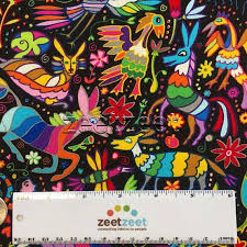 Mexican Spirit Animals In The Color Black Features A Vibrant Rainbow Of Day Of The Dead Dia De Los Muertos Folklore Creature Quilt Fabric Spirit Animal Quilts