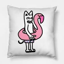 High quality flamingo gifts and merchandise. Savage Cat Wearing Inflatable Flamingo Savage Pillow Cat Inflatable Pink Flamingo Flamingo Simple Beach Summ Inflatable Flamingo Scary Cat Evil Cat