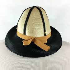 Vintage Jami Black and Gold Cone Straw Hat