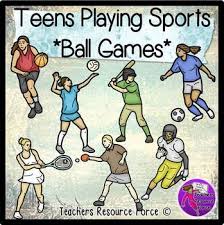 Teenagers Playing Sports Ball Games Clip Art Color And Black Line Sports Clips Clip Art Sports