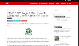 O/l results upload, requirement for admission consideration. Www Jamb Org Ng Caps Portal Page