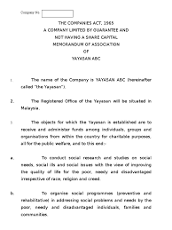 In the uk and some other countries, a document needed to officially form a new company, which gives…. Memorandum For Company Limited By Guarantee