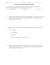 Exponential growth and decay word problems find a bank account balance if the account starts with $100, has an annual rate of 4%, and the money left in the account for 12 years. Exponential Growth And Decay Word Problems
