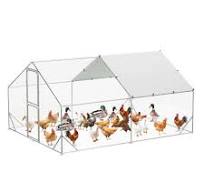 CuisinSmart Gallinero grande de metal, corridos de pollo con cubierta para  patio, gallinero grande con puerta doble, bolígrafos de metal para patio de  ...
