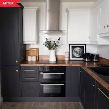 scand boho black and white kitchen redo