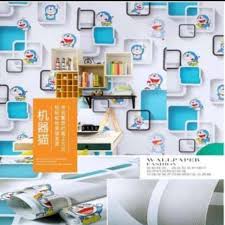 Wallpaper Dinding Doraemon Kotak 3d Ukuran 45cm 10m Shopee Indonesia