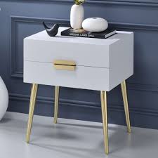 Ebay amazon training on facebook. Denvor Modern End Side Table Stand Nightstand Drawers High Gloss White Gold Legs White And Gold Nightstand Nightstand Decor Mid Century Side Table