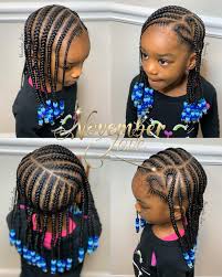 For this hairdo, part your hair down the middle and gather the upper portion of your hair in a bun while leaving some hair loose on the bottom half—secure bun with an elastic band and repeat on the other side. Daily Cornrow Styles For Little Girls Braids Hairstyles For Black Kids