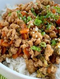 Teriyaki Chicken Rice Bowls Print In 2020 Ground Chicken Recipes Teriyaki Chicken Rice Bowl Teriyaki Chicken And Rice