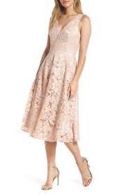 Lace Fit Flare Dress Main Color Peach Flare Dress Trendy Cocktail Dresses Cocktail Dresses With Sleeves