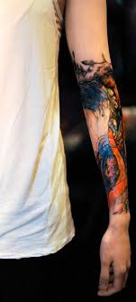 Black And Grey Sleeve With Color Pin By Kate Swanson On Ink Abstract Tattoo Tattoos Ink Tattoo
